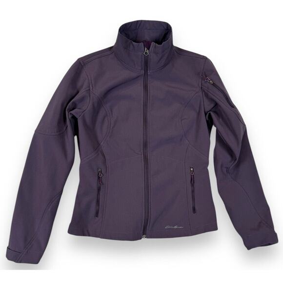 Eddie Bauer Women Softshell Zip Fleece Lined Jacket Sz XS Purple Water Resistant - Picture 1 of 9